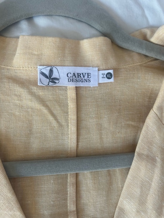 Carve Designs Luca Linen Blend Natural Fibers Camp Shirt Butter Yellow XL Boxy - Picture 4 of 6